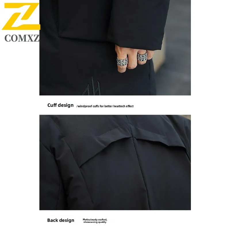 COMXZ Puffer Jacket New Style Mid-Length Youth Thick Warm Padding Coat Snowy Cold-Resistant Stylish Parker Coat Men's Clothing