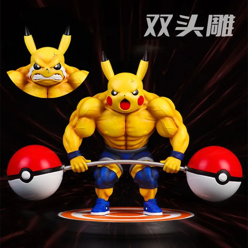 14 centimetri Pokemon Buff Pikachu Figura Muscolare Pokedex Statua PVC Divertente Anime Desktop Da Collezione Modello Regali Di Compleanno Giocattoli Per Bambini