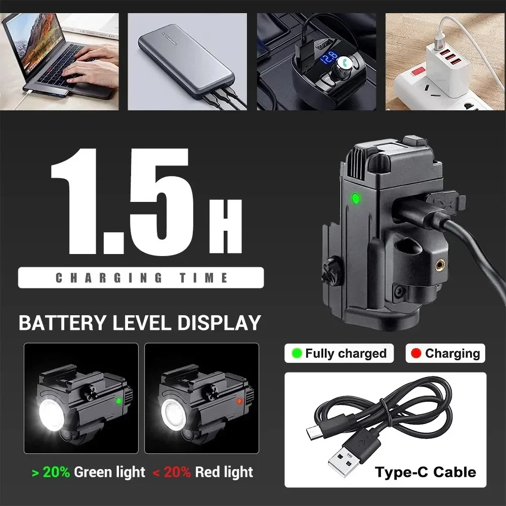 800 لومينز التكتيكية مصباح ليد جيب كومبو الأحمر La-ser البصر مسدس سلاح بندقية ضوء قابلة للشحن للصيد في الهواء الطلق اطلاق النار