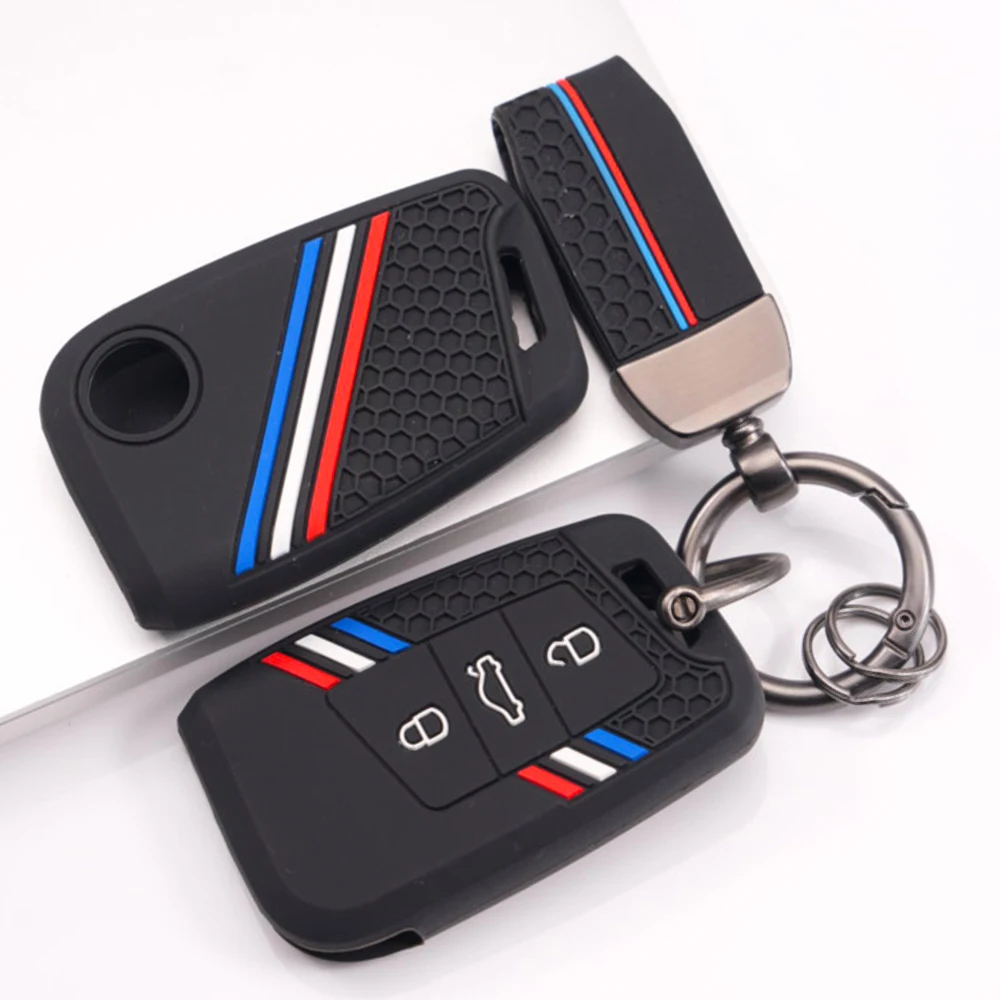 Soft Key Holder With Chain For Volkswagen Passat B8 Magotan Tiguan MK2 Arteon Atlas For Skoda Kodiaq Superb A7 Anti Scratch