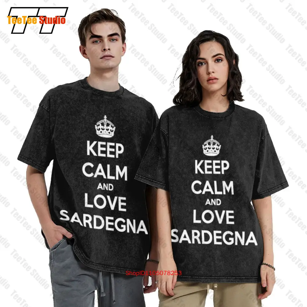 Camiseta unisex Keep Calm And Love Sardegna estilo coreano 0OMQ