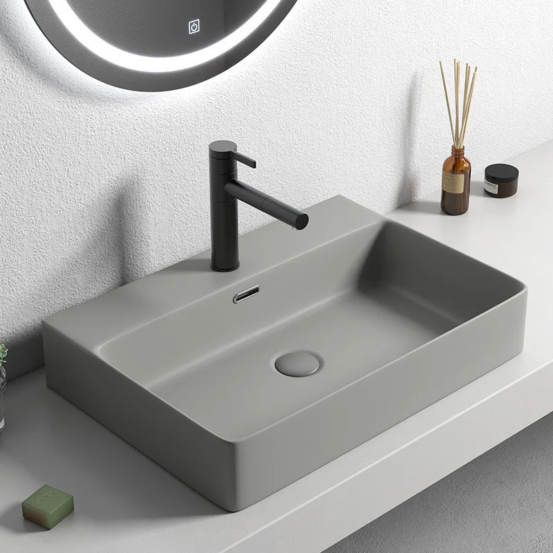 Nordic counter  gray wash basin household ceramic square washbasin large size single basin  toilet