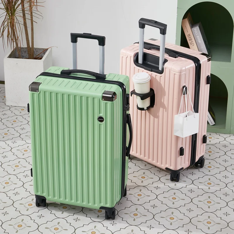 أمتعة دوارة مقاس 20 بوصة مع حامل أكواب، حقيبة سفر عصرية ذات سعة كبيرة، حقيبة سفر مريحة وبسيطة وسهلة التفاف #6