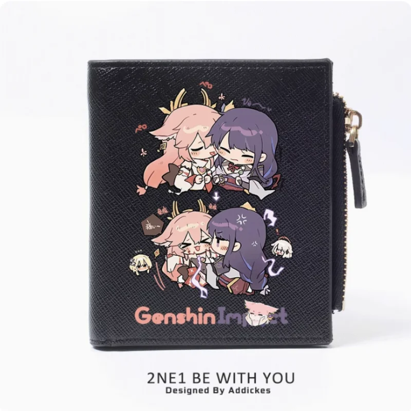 Anime Genshin Impact Yae Miko Zipper Wallet Fold Bag Multi Card  Coin Pocket Holder Fashion Kids Wallets Gift