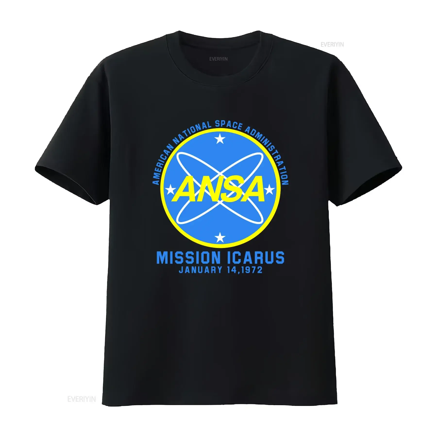 American National Space Administration ANSA Mission Icarus Men's T Shirt Retro Exploration Design vintage Washed Soft