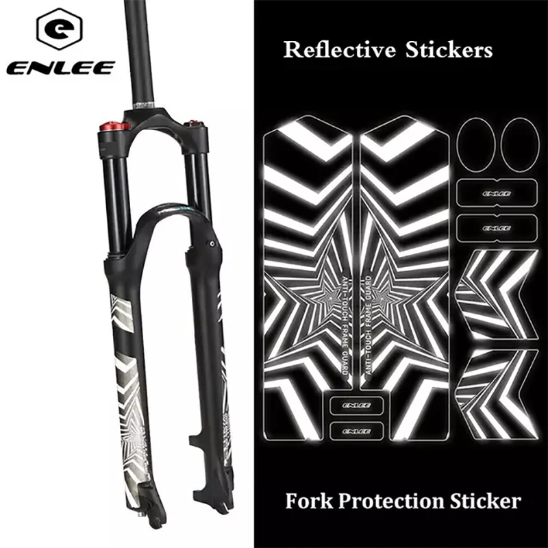 ENLEE Reflective Fork Stickers MTB Road Bike 3D Protective Film Bike Accessories Reflective Sticker For Front Fork-Sliding Cart