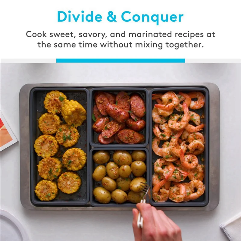 

Y50A-4X Sheet Pan Dividers For Easy Cooking & Meal Prep - Oven, Microwave,Dishwasher, Fridge-Friendly Nonstick Silicone Trays