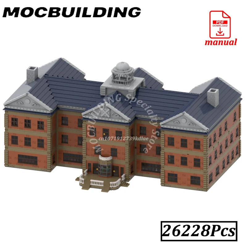 

Большие школьные кирпичи, здания с интерьера, город, вид на улицу, модель MOC, строительный особняк, строительные блоки, игрушки, подарок