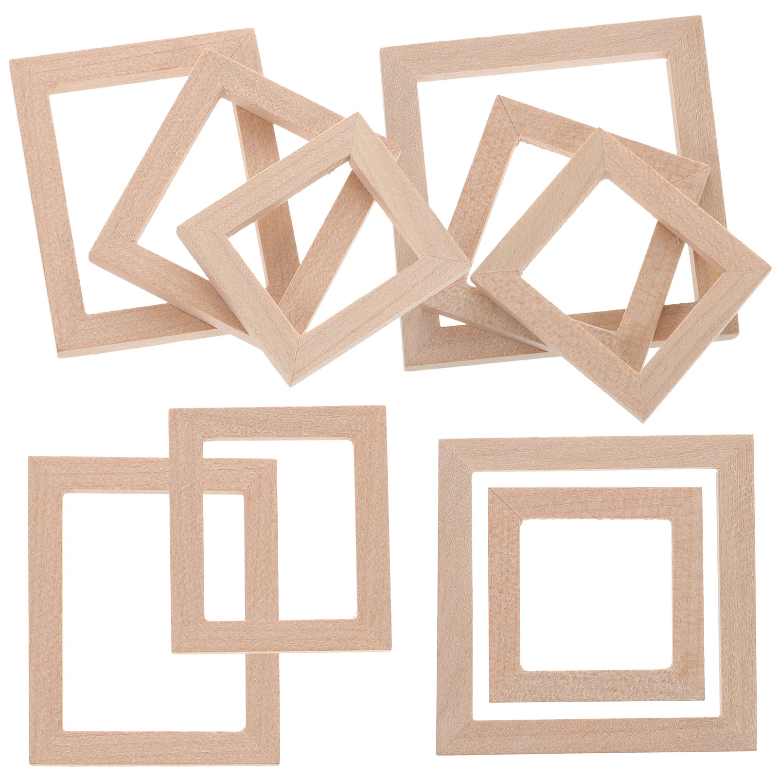 Accesorios de diseño de Mini Casa, marco de madera maciza, Marcos sin terminar, casa de muñecas, 10 piezas