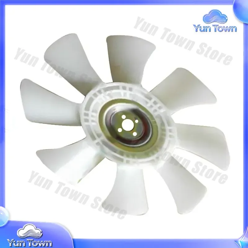 4 Hoses 8 Blades Fan 30648-50500 for Mitsubishi S4F S4K 4M40 Engine for Kato HD250 Excavator Replacement Cooling Fan for
