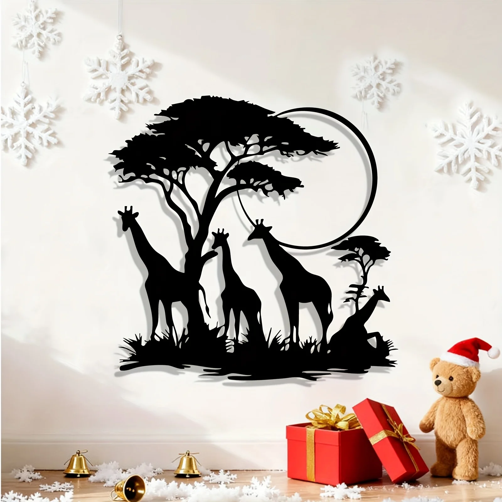 1pc of Metal Wall Art Featuring A Giraffe and Tree, Perfect for Those Who Love African Safari Themes.