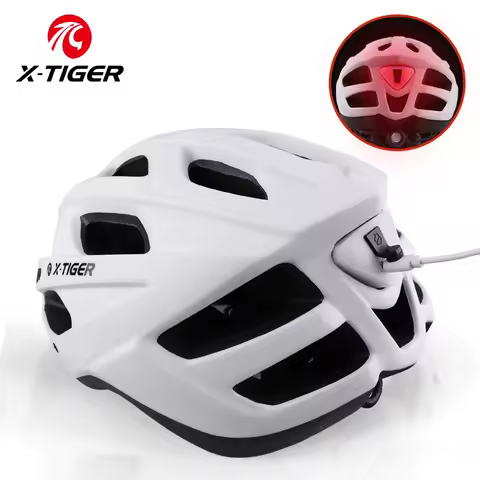 X-TIGER 사이클링 헬멧 남자 여자 LED 라이트 헬멧 도로 산악 자전거 헬멧 자전거 헬멧 충전식 브림 디자인 헬멧