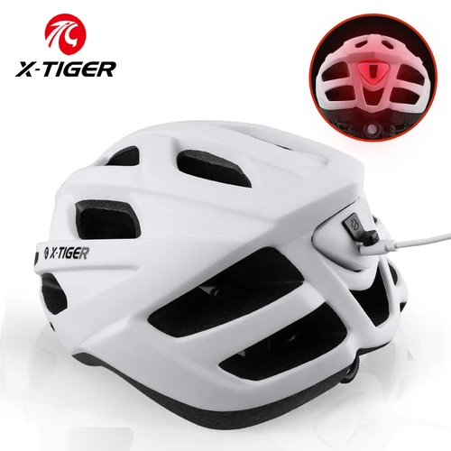 X-TIGER casco de ciclismo hombre mujer casco con luz LED casco de bicicleta de montaña de carretera casco de bicicleta casco de diseño de ala recargable