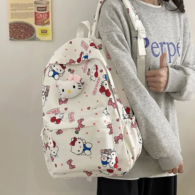 Sanrio Kawaii Hello Kitty Cartoon Backpack, Cute School Bag for School Boys Girls Kids School Bag Kids Gifts