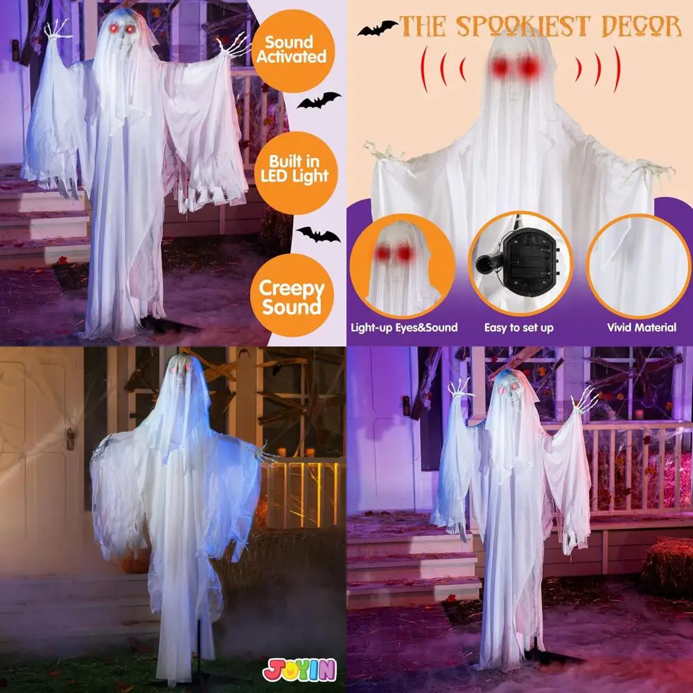 

Life-Size 65 Halloween Ghost Animatronics with Sound-Activated Skeleton, Scary Outdoor and Indoor Decor for Haunted House