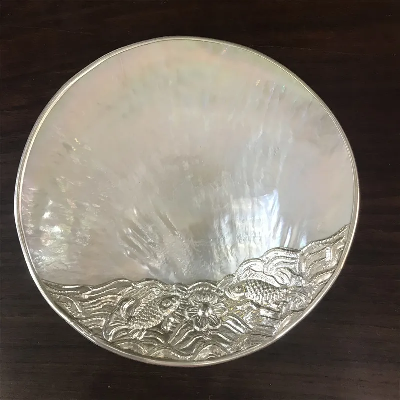 Handmade Natural Shell Scallop Dish Yellow Conch Plate Restaurant Seasoning Pan Decorative Tableware Craft Living Room Decor