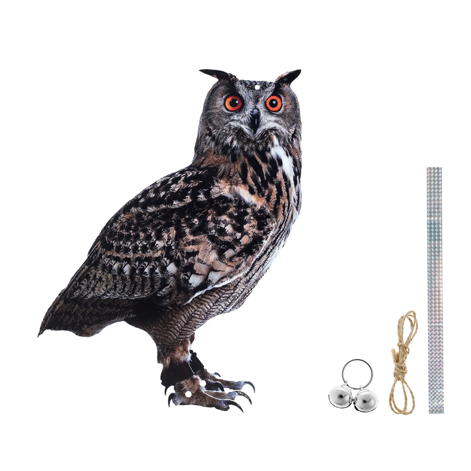 3Pcs Owl Bird Repellent Statue Scarecrow Simulation Owl Bird Repellent Wind Chimes Outdoor Garden Hanging Owl Bell Pendant