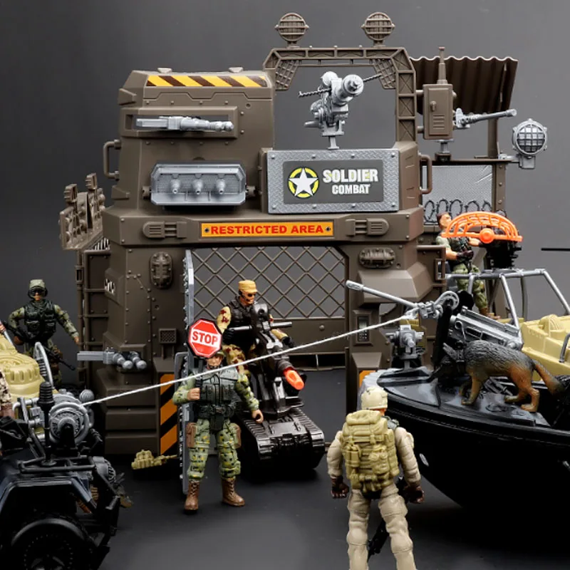 Chariot Military Soldier Gift Box 3.75 inch Doll Humvee Fighter Tank Armoured Car Simulation Toys Classic