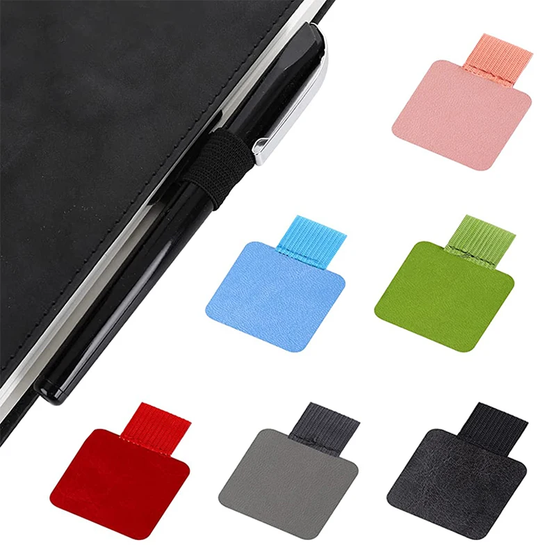 Adhesive Pen Clip Protective Case PU Leather Notebook Elastic Loop Cover for Diary Planner Clip for Apple iPhone Pencil Holder