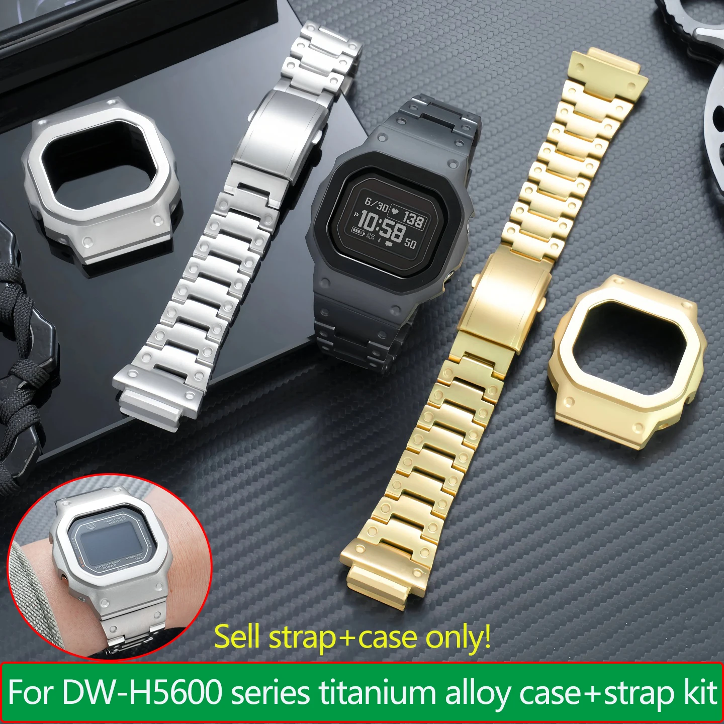 DW-H5600 Lightweight Titanium Case Mod Kit for Casio DW-H5600MB Modified Titanium Alloy shell  Watchband Men's Watch Accessories