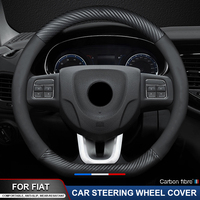 Car Carbon Fiber Leather Steering Wheel Cover For Fiat 500 Punto Tipo Doblo Freemont Bravo Panda Stilo Ducato Pondo Idea Albea