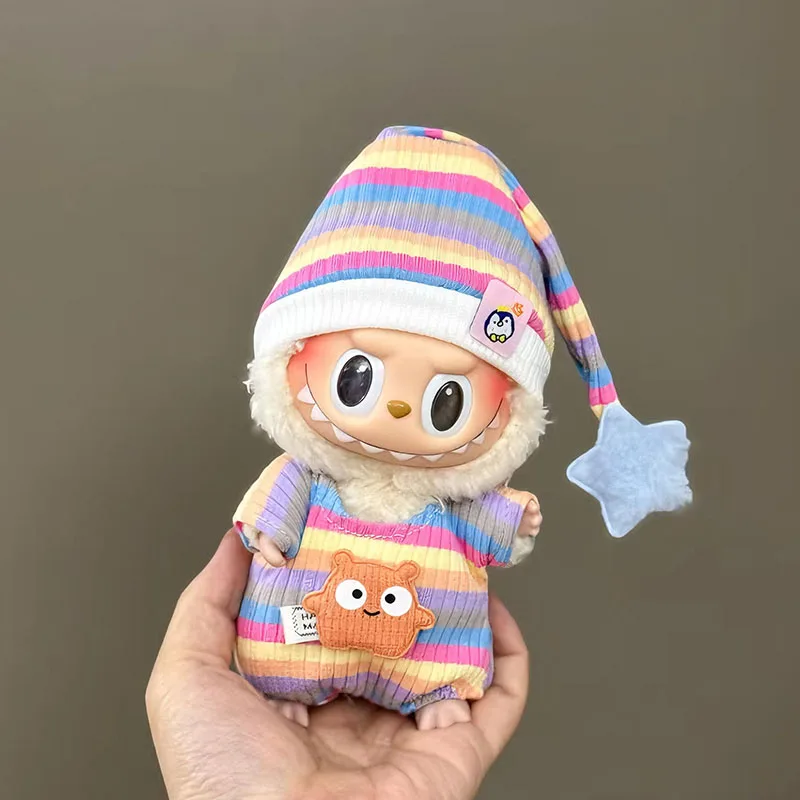 2 قطعة 17 سنتيمتر ملابس دمية صغيرة الزي اكسسوارات ل Labubu يجلس حفلة V1 V2 الخريف نيسيي طقم قبعات اكسسوارات