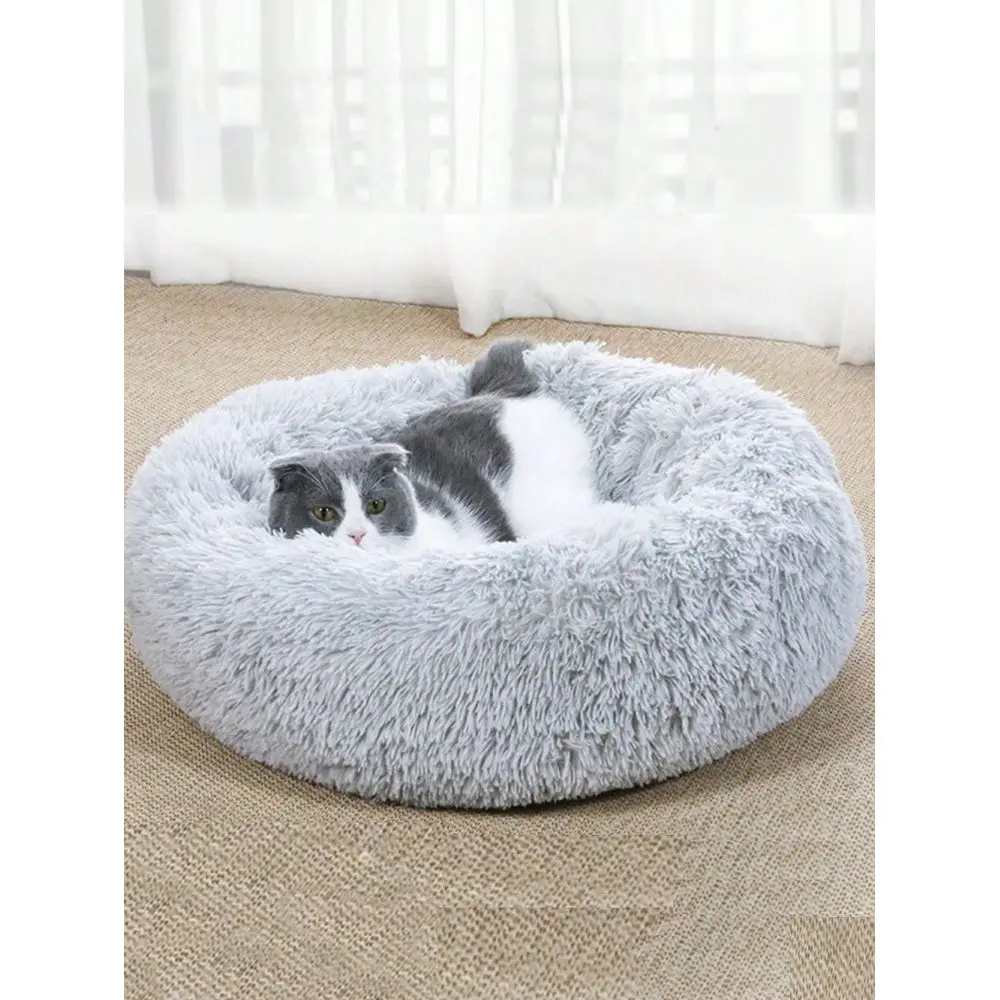 

Dog Supplies Pet Furniture And Beds Dog Bed Plush Round Pet Bed, Warm Breathable Padded, Suitable For Small Medium Large Cats Do