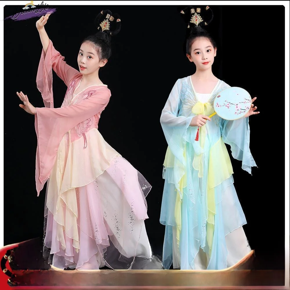 

Ele Costume Women's Traditional Dance Outfit Cotton Ancient Sle Gown Children's National Dance Practice Suit