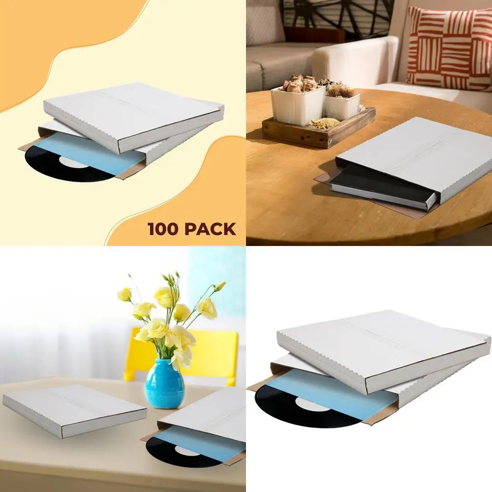 

100 упаковок почтовых конвертов для пластинок 45 об/мин | 7,5 x 7,5 x 1 | Регулируемая высота - идеально подходит для доставки альбомов 45RPM