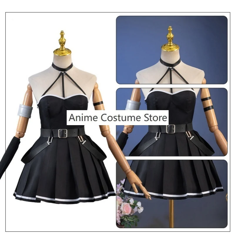 Ubel 코스프레 코스튬 애니메이션 Frieren Beyond Journey's End 여성 소녀 Frieren Fern 블랙 원피스 할로윈 카니발 파티 의상