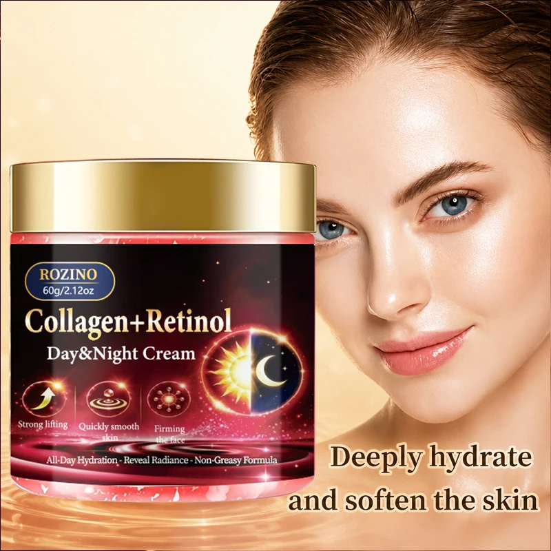 Rozino Red Black Gold Firming and Lifting Moisturizing Cream, Collagen Retinol Complex, Suitable for Day and Night Use, Golden Round Lid with Red and Black Sun and Moon Bottle Design, Lightweight and Moisturizing Without Being Greasy, Instantly Hydrates, Instantly Soothes Dryness, Long-Lasting Moisture Retention, Maintains Elasticity and Smoothness, Double Eleven Christmas Big Sale