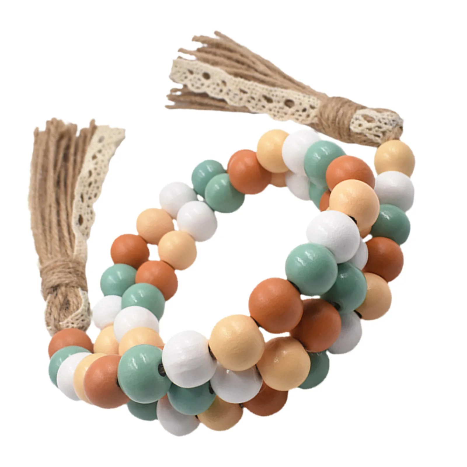 

Unique Wooden Beaded Garland with Tassel Hanging Decoration for Home Office Party Event Interior Design Accents