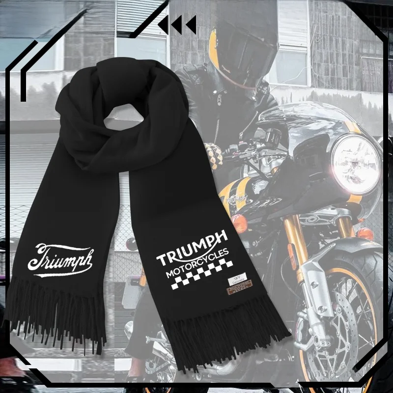 

Повседневный байкерский шарф для мужчин, теплый, с мотоциклетной тематикой, удлиненный прямоугольный шарф из полиэстера с имитацией кашемира для зимы