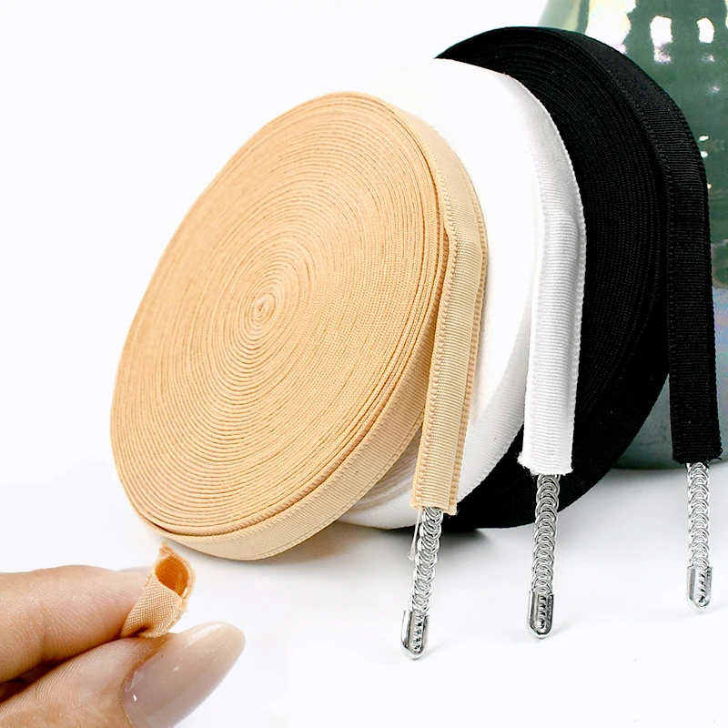 

5-20M Nylon Tubular Webbing 10mm Bra Strap Channeling Sleeve Protection Ribbon Straps Clothes Decorative Lace Tape Sewing Trim