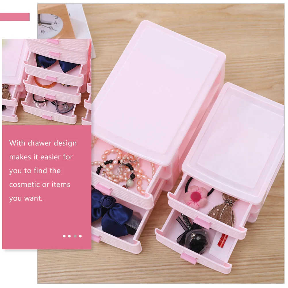 

2 Pcs Pink Storage Drawers Large Capacity Desktop Makeup ganizer Sundry Box Cosmetics Jewellery Bathroom Counter