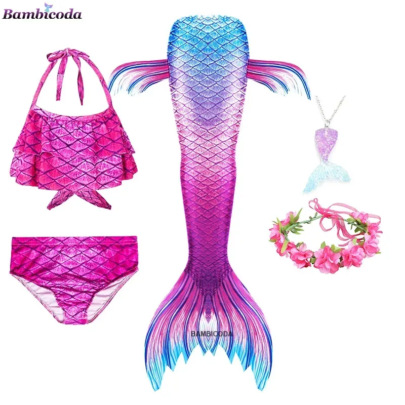 Fantasy Girls Mermaid Tails Beach Clothe Costume Can Add Monofins Bikini Swimming Cosplay MermaIed for Children Summer Swimwear