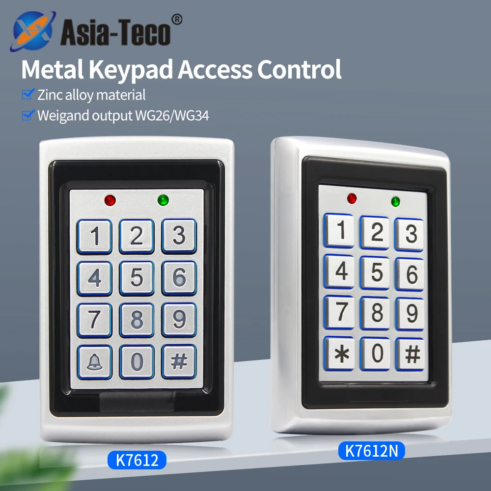 Metal Rfid Access Controller Keypad 1000User/2000user 125KHz Card Reader Keyboard Key Fobs Door Access Control System Wiegand 26