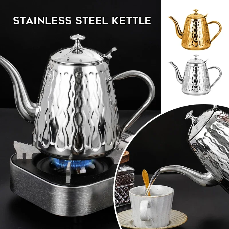 

1.8L Tea Pot with Filter Gold Thicker Stainless Steel Water Kettle Hotel Coffee Pot Restaurant Induction Cooker Tea Kettle