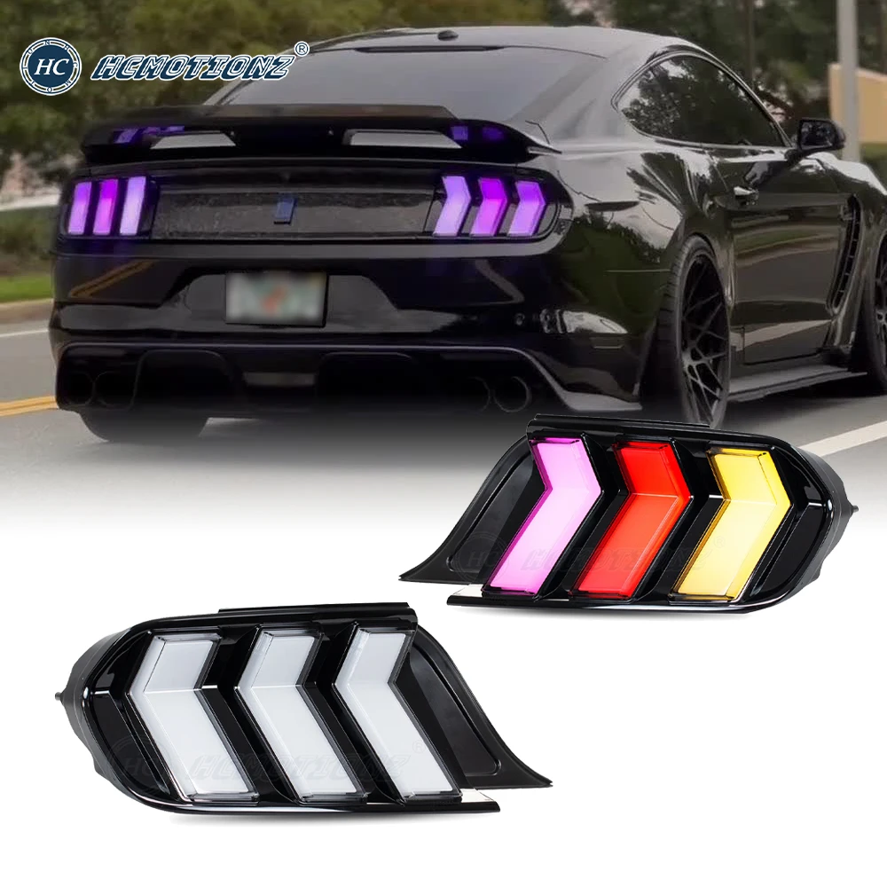 

HCMOTIONZ LED Tail Lights for Ford Mustang 2015-2022 RGB DRL Animation 6 Kinds Mode of Turn Signal Car Back Rear Lamps Assembly