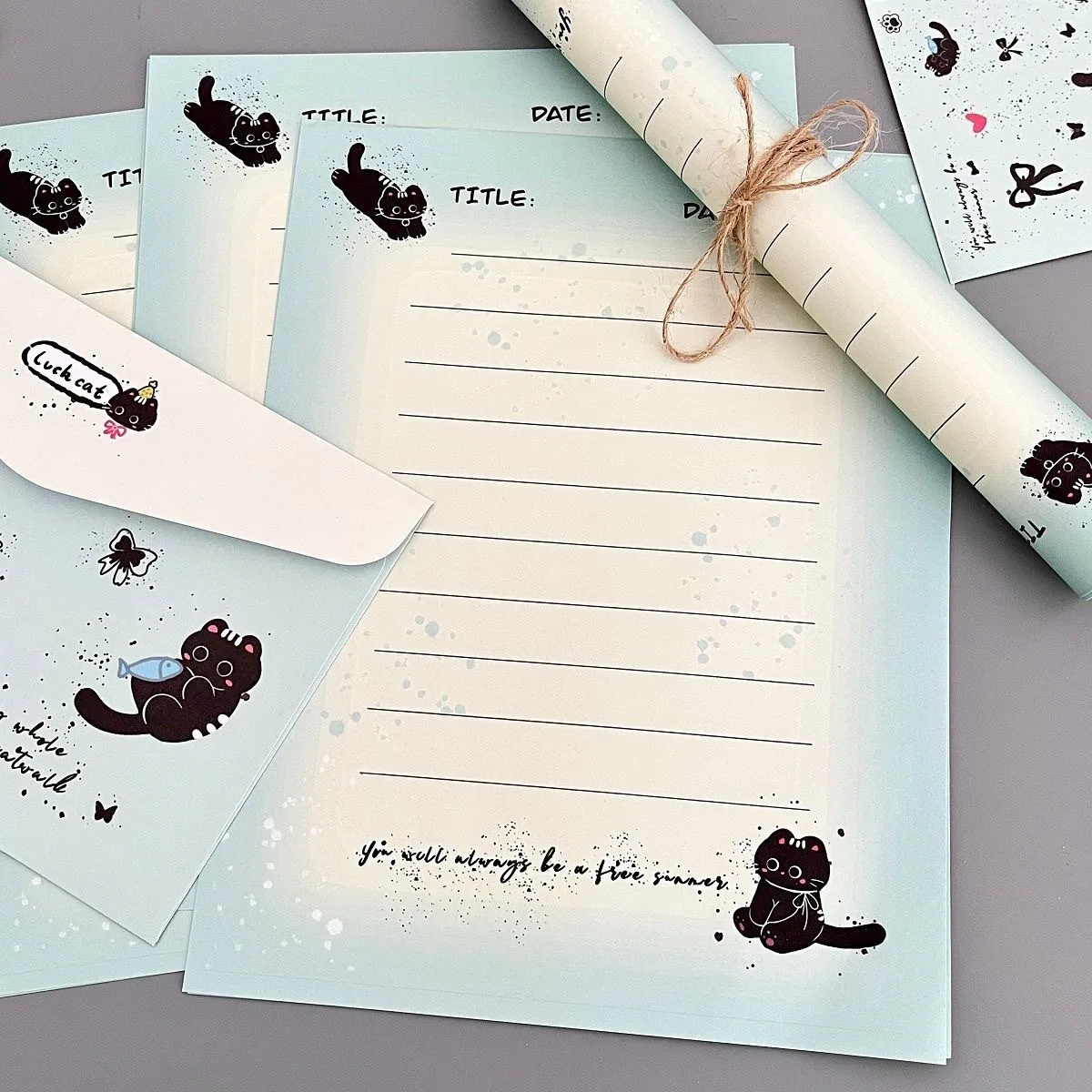 Splashing Ink Love Cat Envelope Letter Paper High Beauty Cute Letter Writing Handwritten Simple Letter Paper