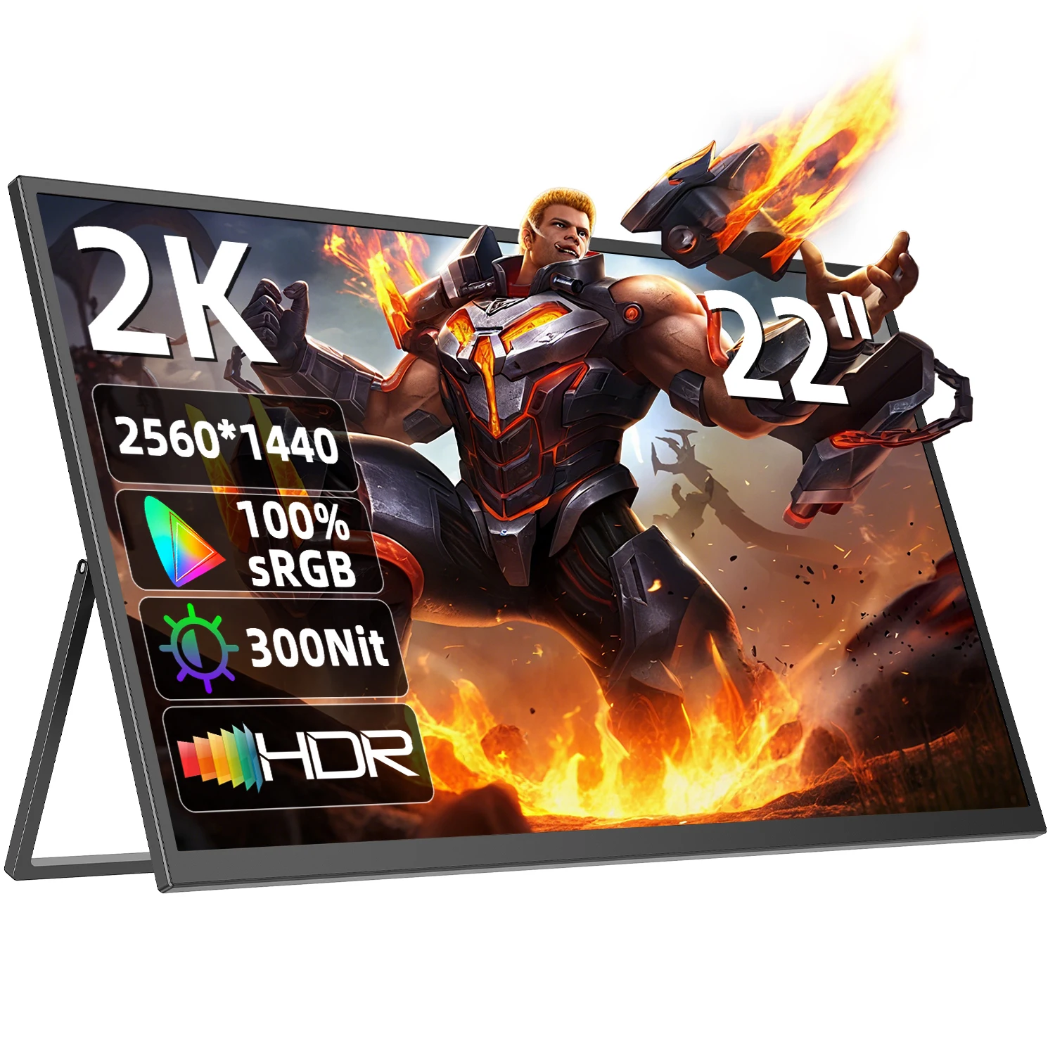 

UPERFECT 22Inch 2K Portable Monitor LED Display Laptop Gaming Travel Second Screen For Phone/PC/PS5/PS4 Xbox With Holder Stand