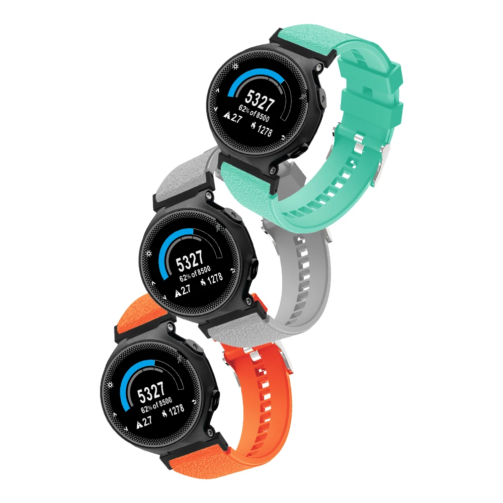 حزام ساعة سيليكون من الجلد الحبوب لساعة Garmin 235 مشبك معدني سريع الإصدار مقاوم للماء سوار ساعة ذكية رياضي للرجال والنساء