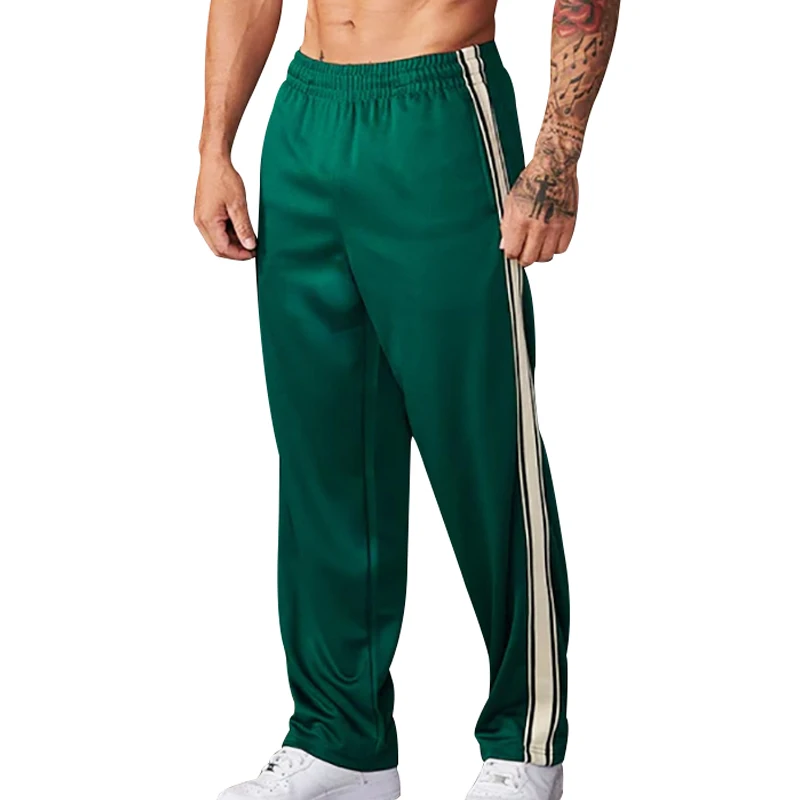 2024 Daily versatile Street fashion label pantaloni a gamba dritta da uomo a righe laterali pantaloni sportivi larghi pantaloni sottili a gamba larga