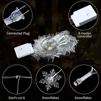 3.2M Christmas Snowflakes LED String Lights Flashing Fairy Curtain Lights Waterproof For Holiday Party Wedding Xmas Decoration 5