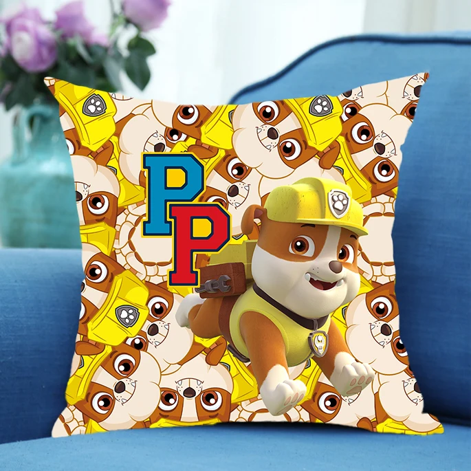 45x45cm Paw Patrol 스퀘어 복숭아 피부 벨벳 베개 케이스 Kawaii Chase Skye 쿠션 커버 침실 침대 장식 부드러운 베개 케이스