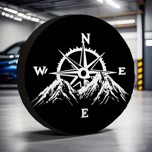 Compass Mountain Adventure Spare Tire Cover Durable Polyester Outdoor SUV Wheel Protector