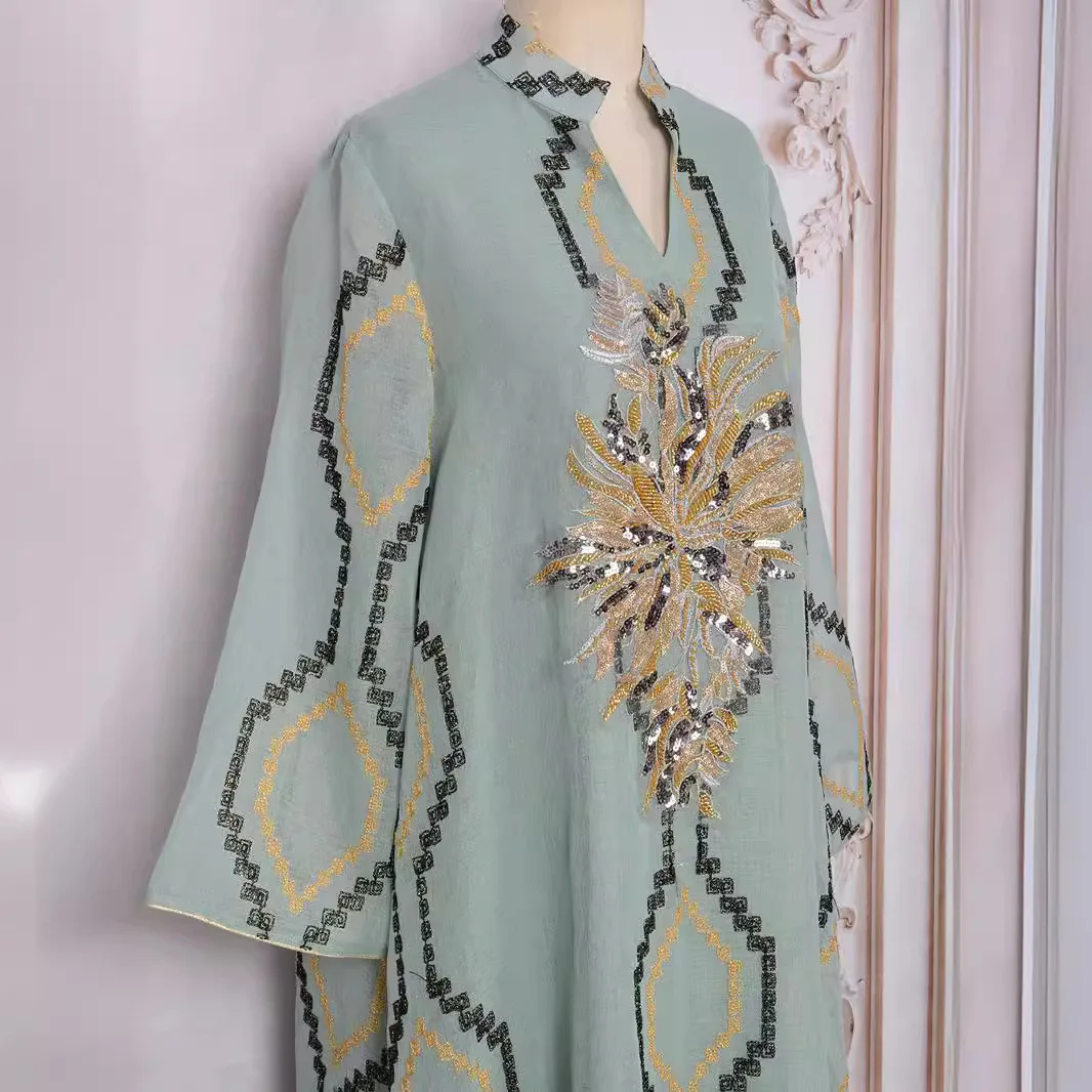 Muslim Women Party Dresses Embroidery Abaya Dubai Jalabiya Ramadan Morocco Islam Eid Vestidos Arab Long Robe Dubai Abayas Kaftan