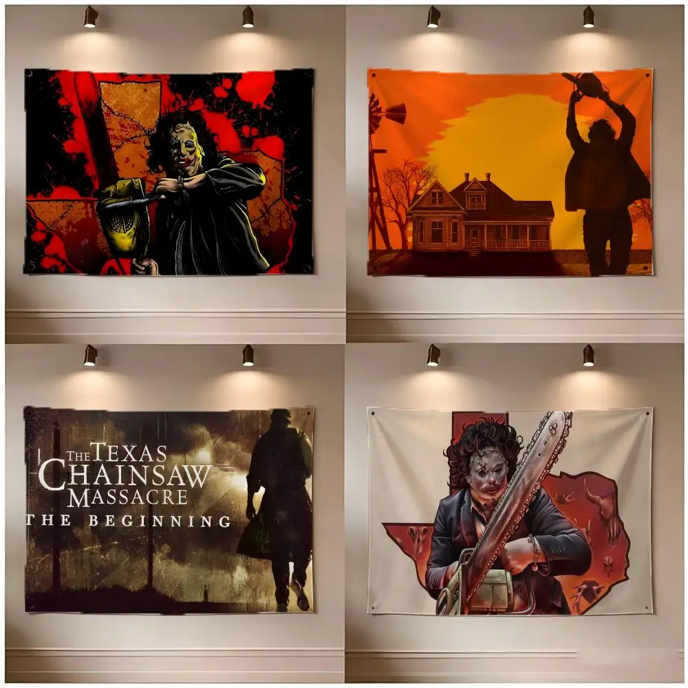 Movie Horror The Texas Chain Saw Massacre Flags Borderless Four Ring Ornament Indoor Outdoor Decoration Quick Hang Install