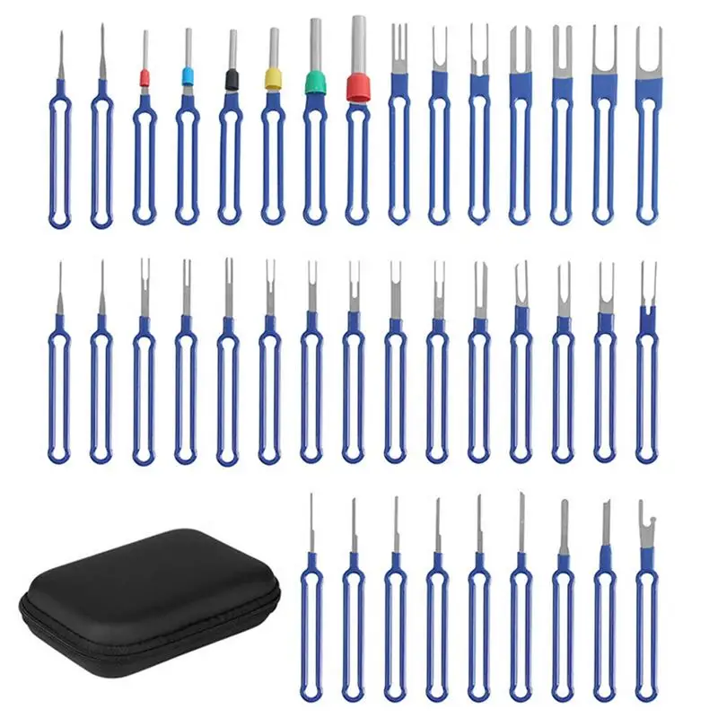 36pcs Electrical Connector Terminal Removal Tool Kit Car Electric Pin Wire Pin Removal Tool  Upgraded Blue Pin Extractor Tool