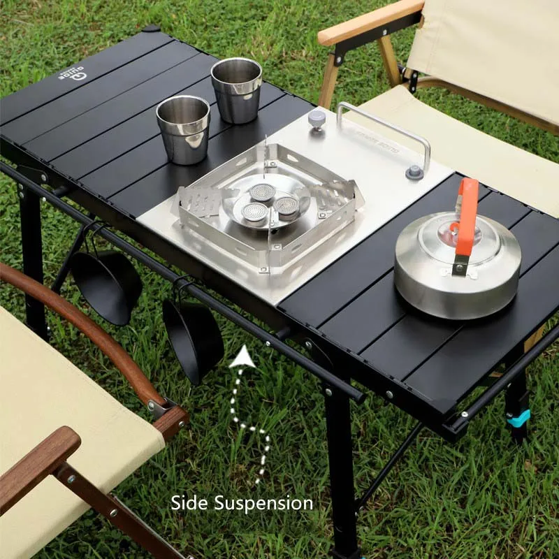 Outdoor Portable Aluminum Alloy IGT Table Adjustable Height Telescopic Camping Table With Teaism Tray Grill Equipment